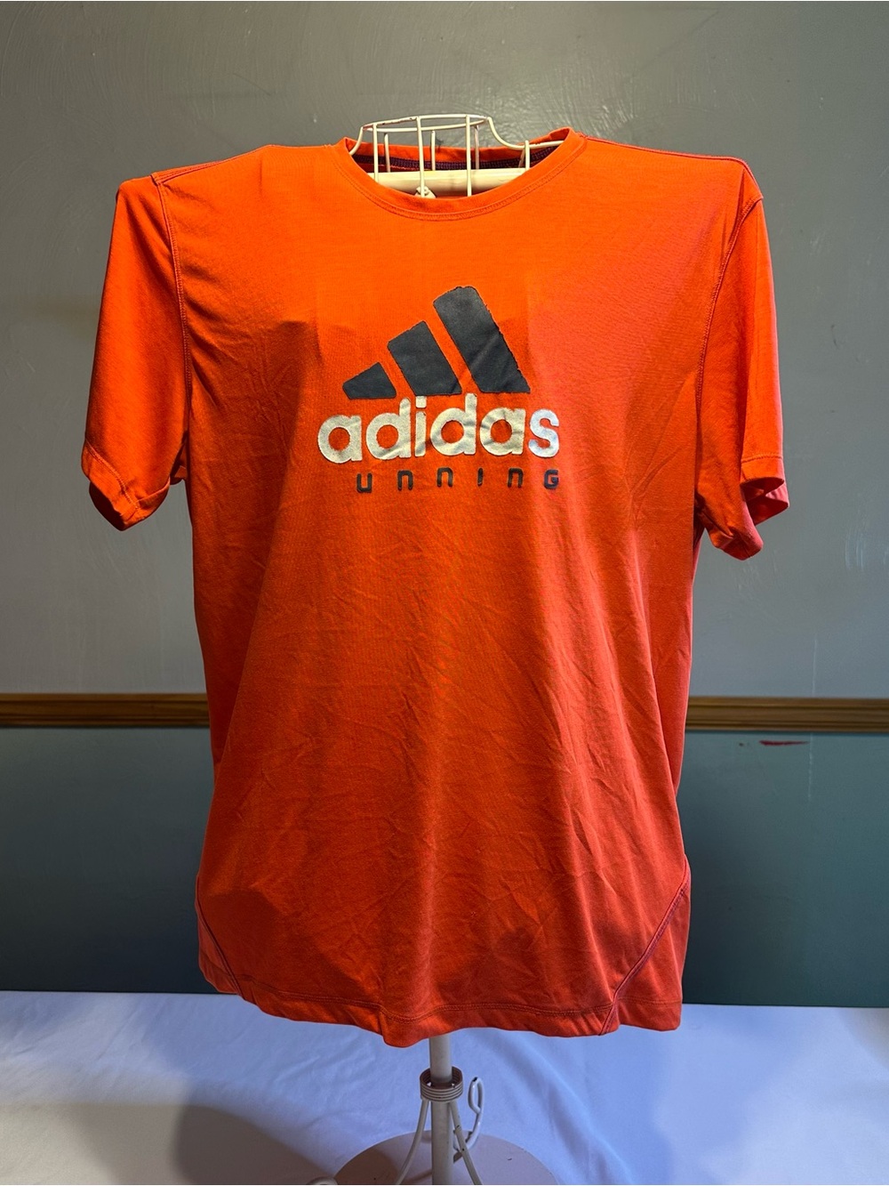 adidas Orange Short-Sleeve Running Tee with Black Logo